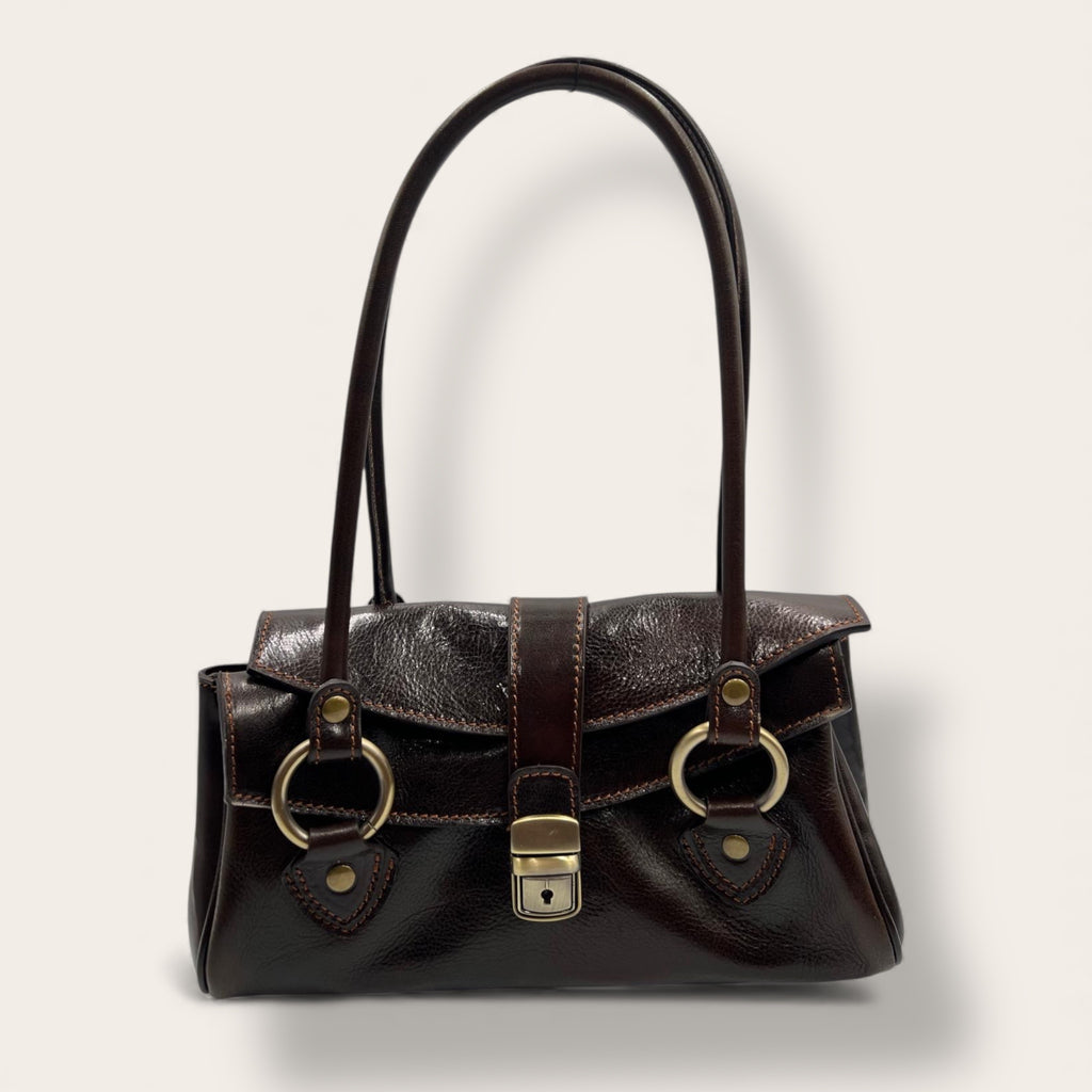 Giglio – Borsa in Pelle Pieno Fiore Testa di Moro | Florence Italy