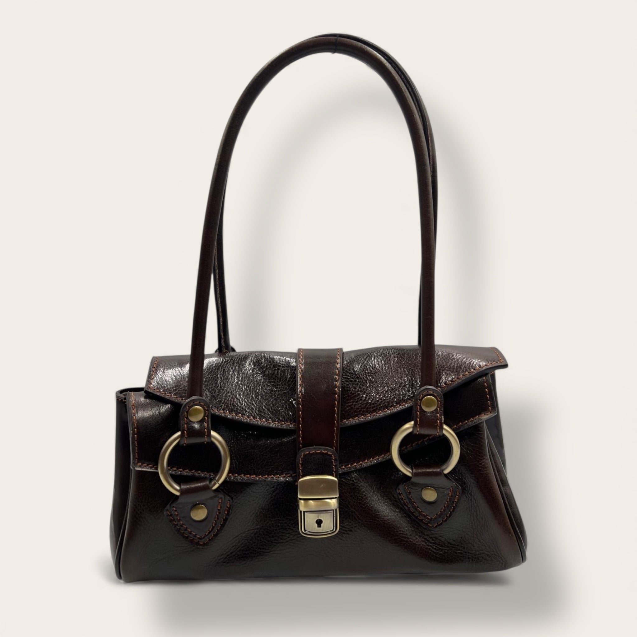 Giglio – Borsa in Pelle Pieno Fiore Testa di Moro | Florence Italy