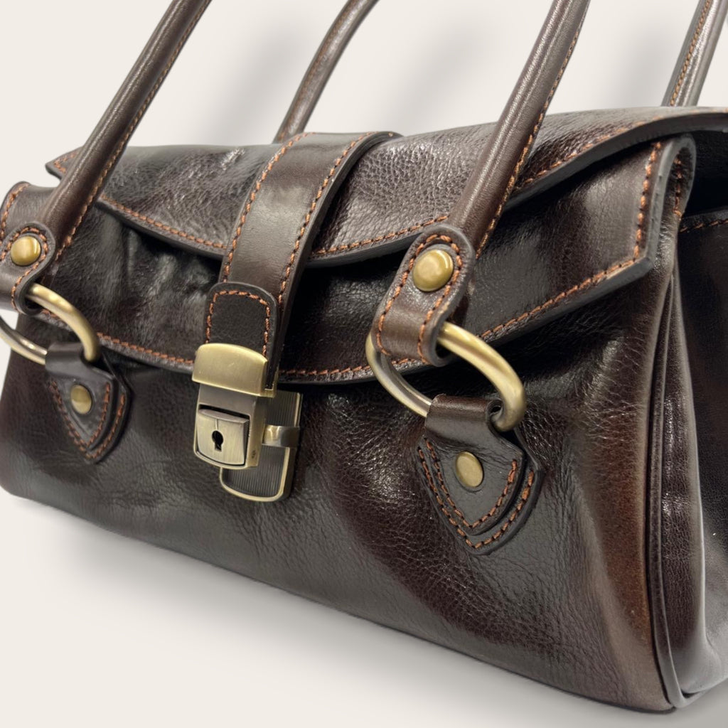 Giglio – Borsa in Pelle Pieno Fiore Testa di Moro | Florence Italy